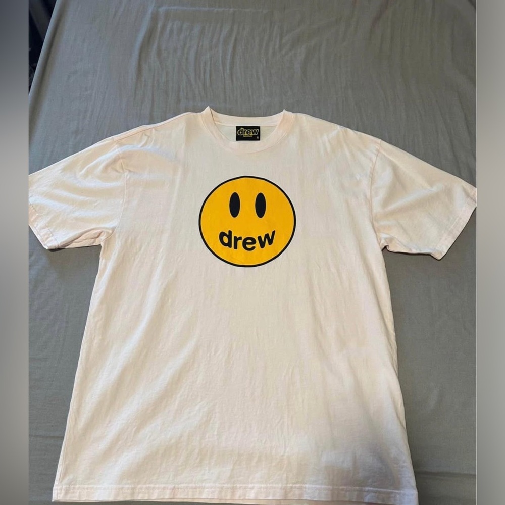 Drew House Cream Tee with Yellow Emblem